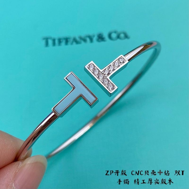 日本未入荷 ティファニー T ダイヤモンド  ワイヤーブレスレット Tig30895